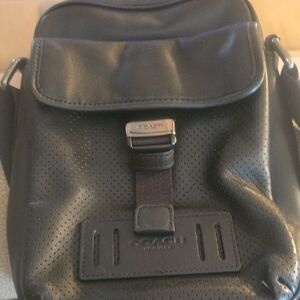Coach Black Perforated Leather Messenger Ranger Bag